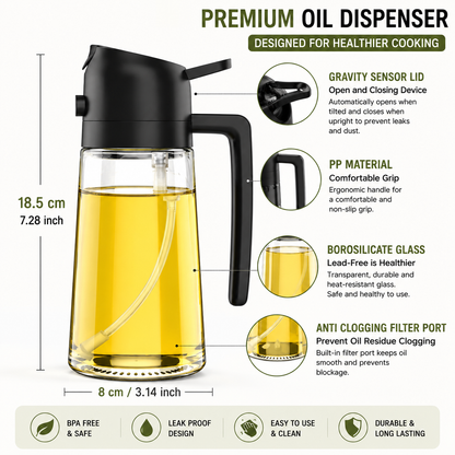 2-in-1 Plastic Spray Oil Bottle - 500ml