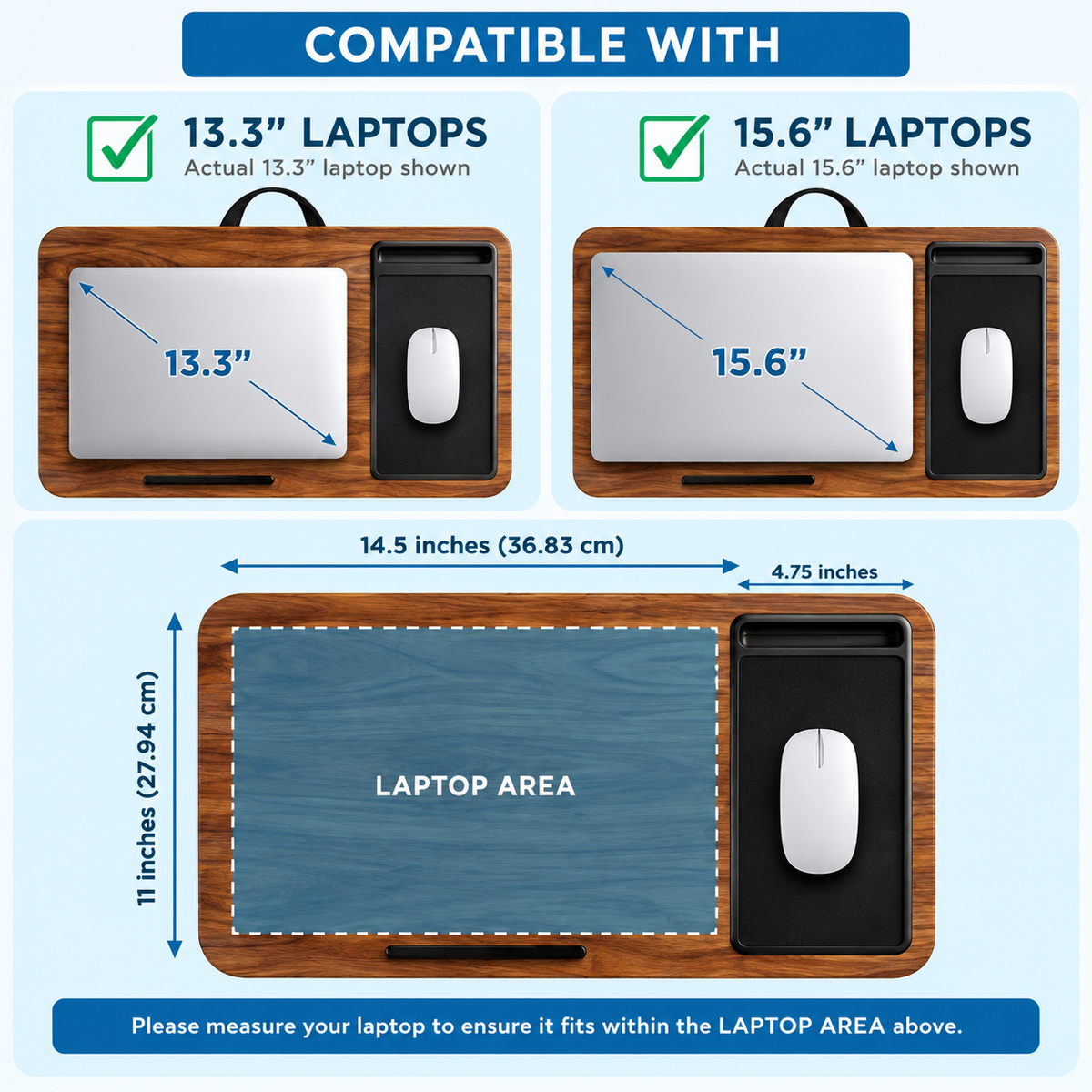 Home Office Lap Desk – Fits 15.6” Laptops