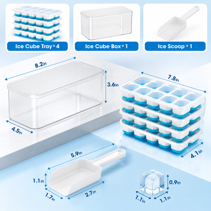 Ice Cube Tray with Lid and Bin