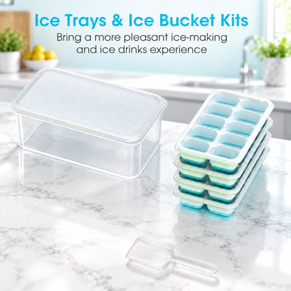 Ice Cube Tray with Lid and Bin