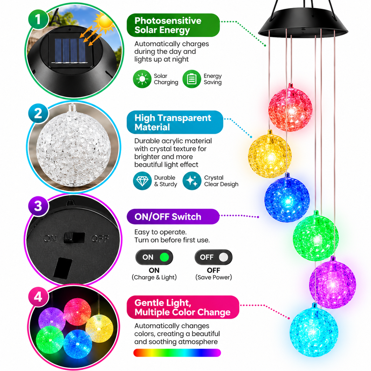 LED Solar Wind Chimes