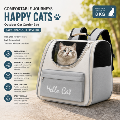 Cat Outdoor Carrier Bag - Breathable Pet Travel Bag for Cats, Puppies & Small Pets