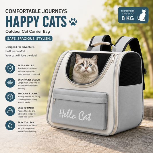 Cat Outdoor Carrier Bag - Breathable Pet Travel Bag for Cats, Puppies & Small Pets