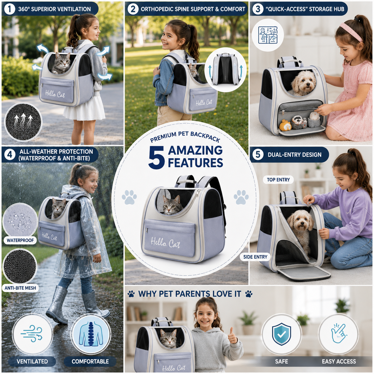 Cat Outdoor Carrier Bag - Breathable Pet Travel Bag for Cats, Puppies & Small Pets