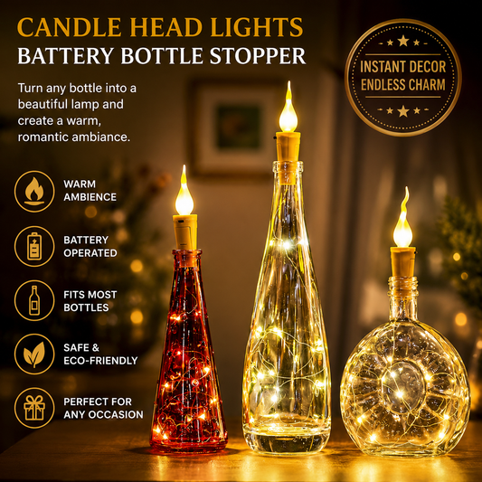 Candle Head Lights Battery Bottle Stopper
