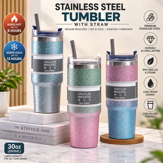 Stainless Steel Water Bottle with Straw - Tumbler