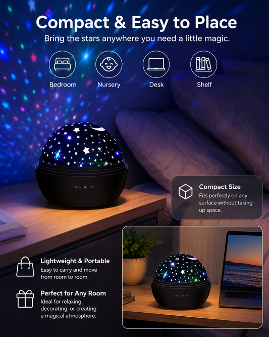 2-in-1 Rotating Star Projector Night Lights