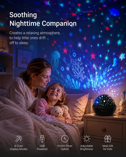 2-in-1 Rotating Star Projector Night Lights