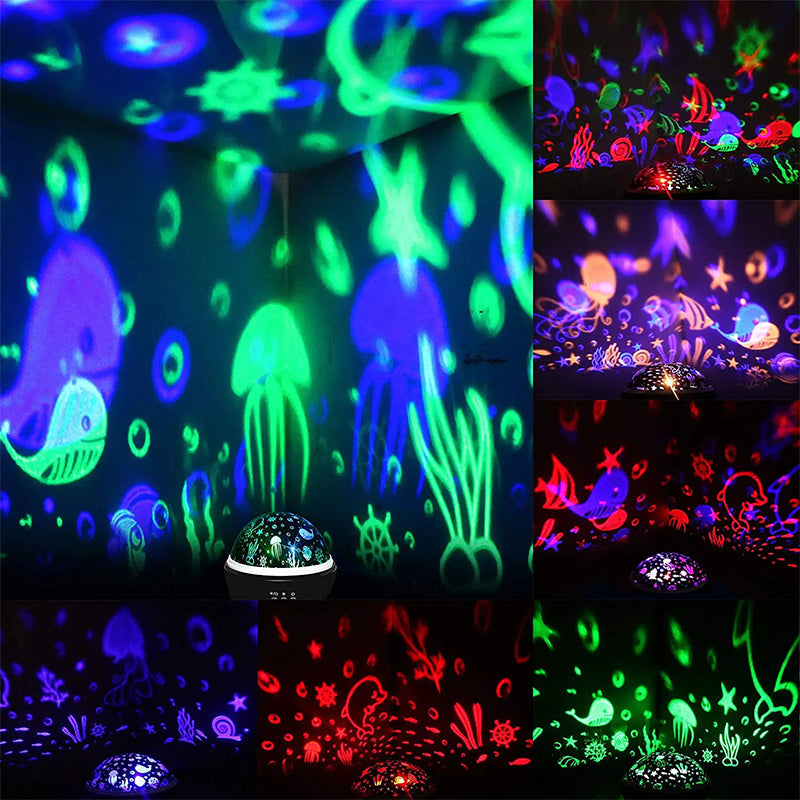 2-in-1 Rotating Star Projector Night Lights