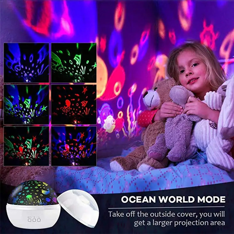 2-in-1 Rotating Star Projector Night Lights