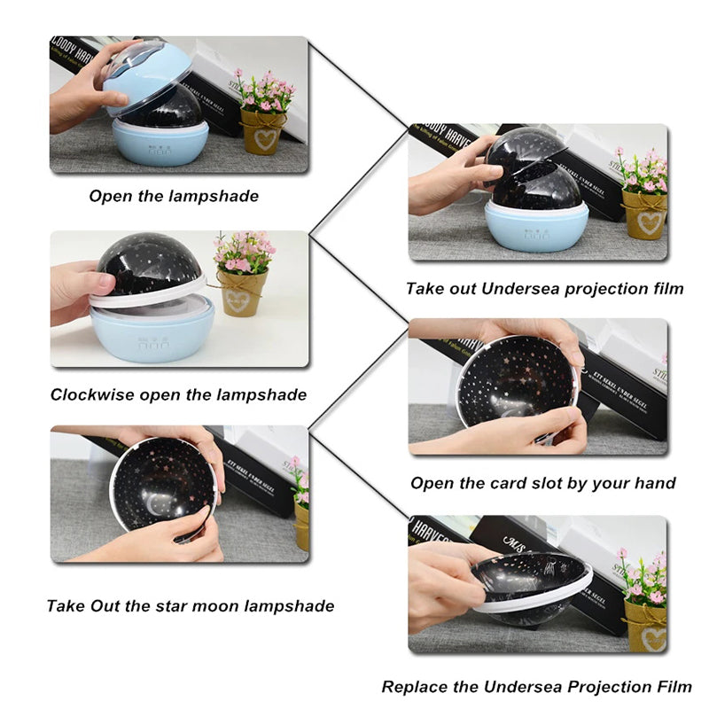 2-in-1 Rotating Star Projector Night Lights